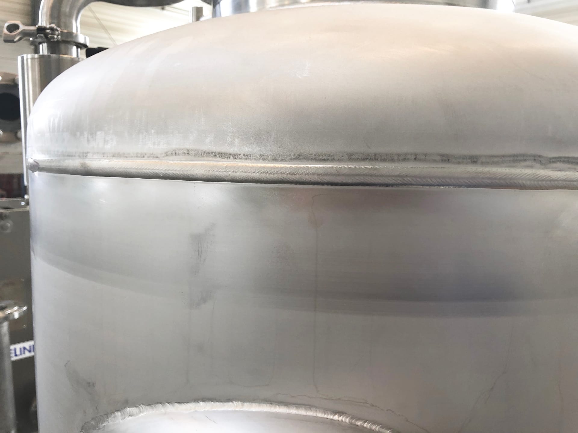 Sanitary flange weld detail — food-grade stainless steel