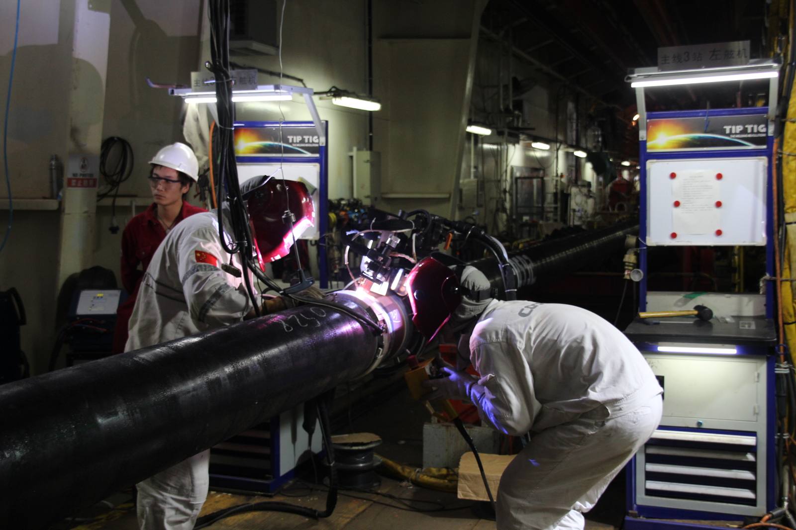 TIP TIG Orbital welding station on pipelay vessel