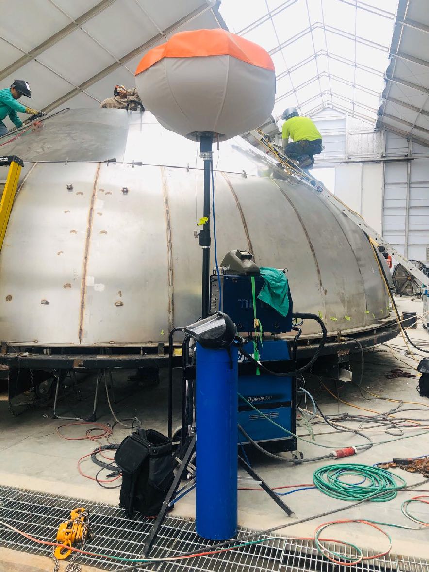 TIP TIG welding on SpaceX Starship dome section