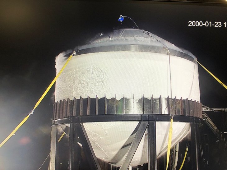 SpaceX Starship cryo pressure test — 8.5 bar target achieved