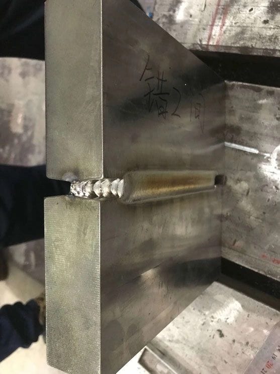 TIP TIG hot-wire process on titanium plate